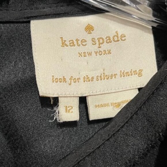 Kate Spade Size 12 Crewneck 3/4 Ruffle Cuff Sleeve Black Dizzy Dress - Picture 4 of 5